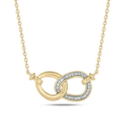 Cali Trove Diamond Accent Interlocking Circle Pavé Necklace inYellow Gold & Rose Gold Vermeil Plated and Sterling Silver
