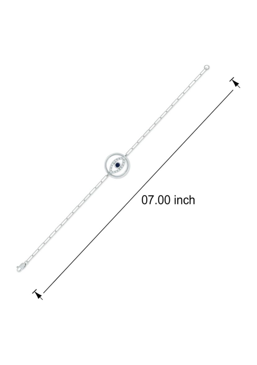 1/6 ct. t.w. Diamond and 1/8 ct. t.w. Created Black Sapphire Evil Eye Paperclip Bracelet in Sterling Silver
