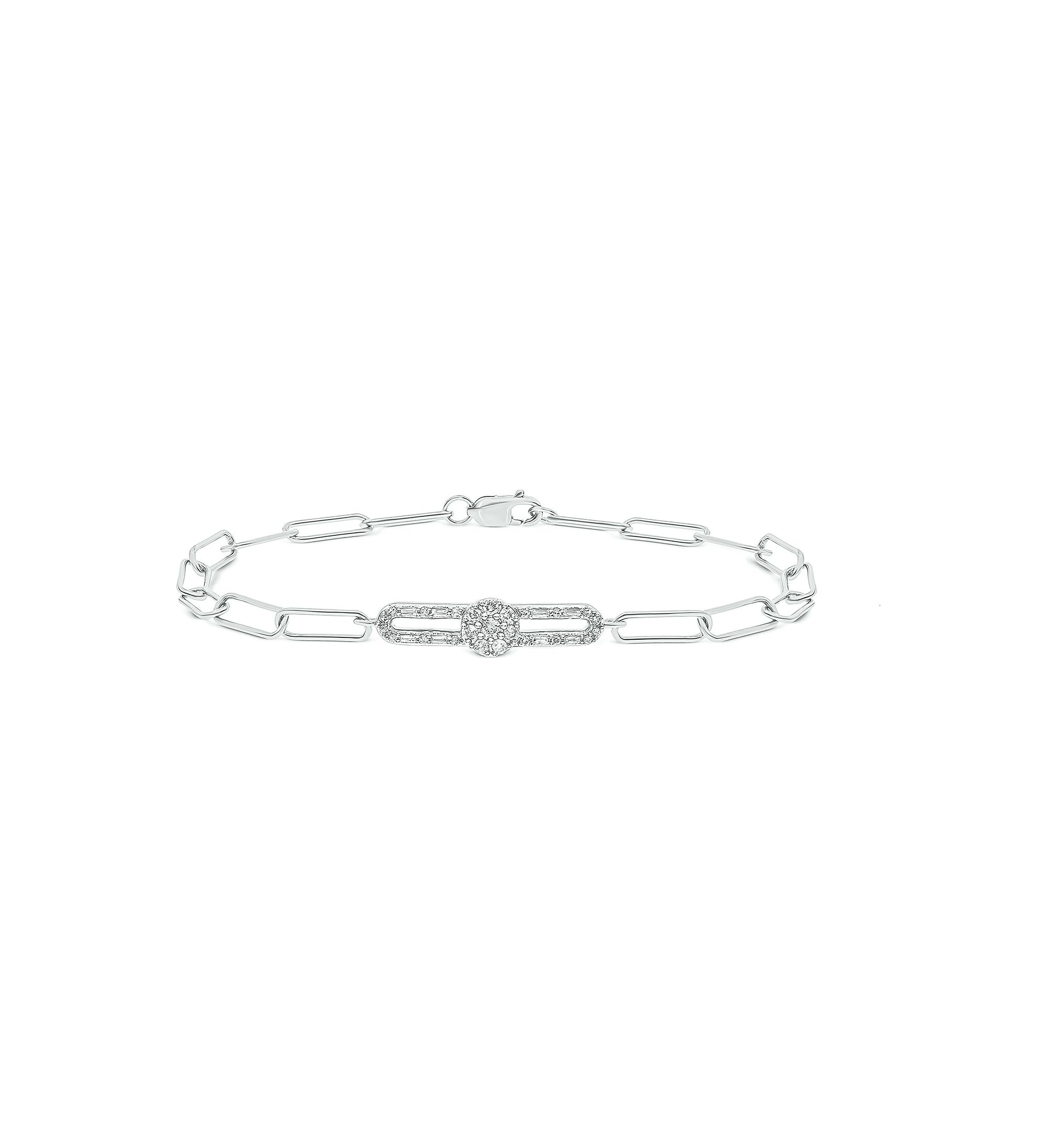 1/4 ct. t.w. Diamond Paperclip Bar Bracelet in Sterling Silver