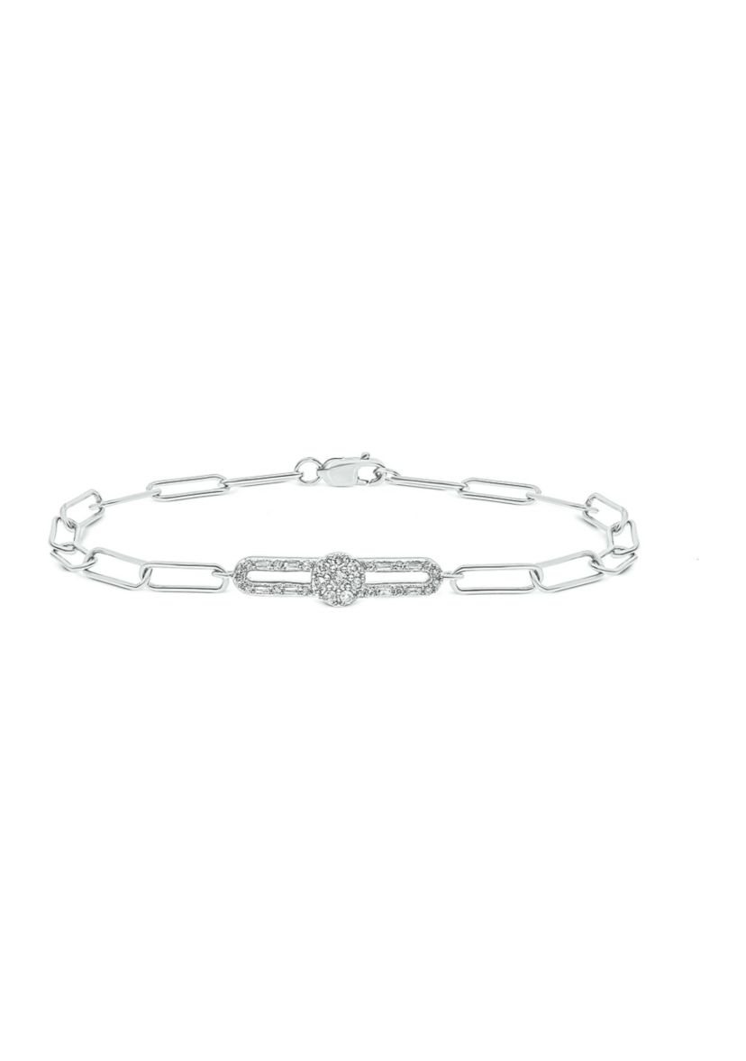 1/4 ct. t.w. Diamond Paperclip Bar Bracelet in Sterling Silver
