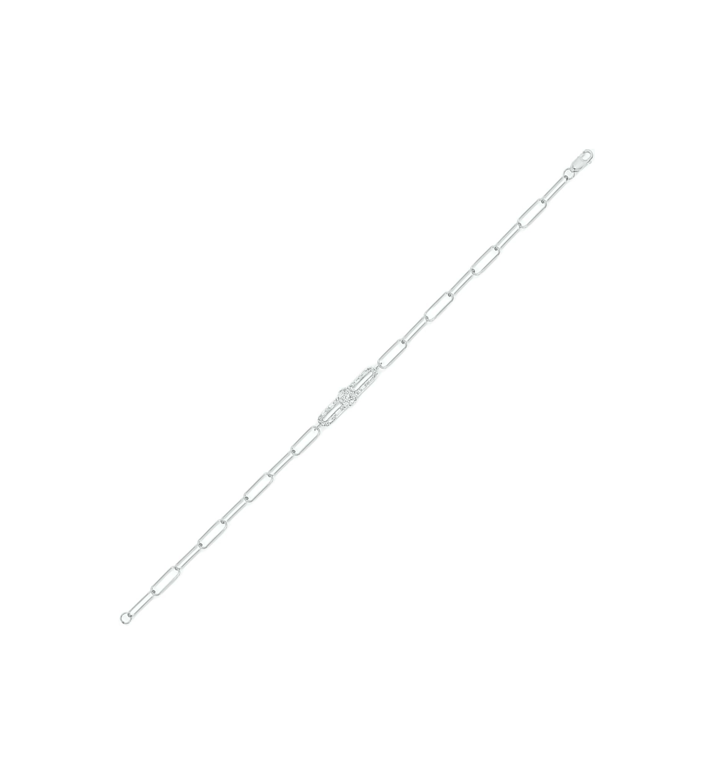 1/4 ct. t.w. Diamond Paperclip Bar Bracelet in Sterling Silver