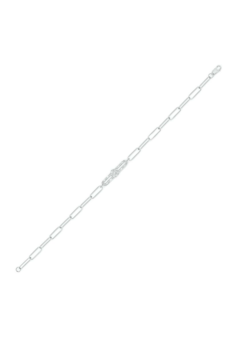 1/4 ct. t.w. Diamond Paperclip Bar Bracelet in Sterling Silver