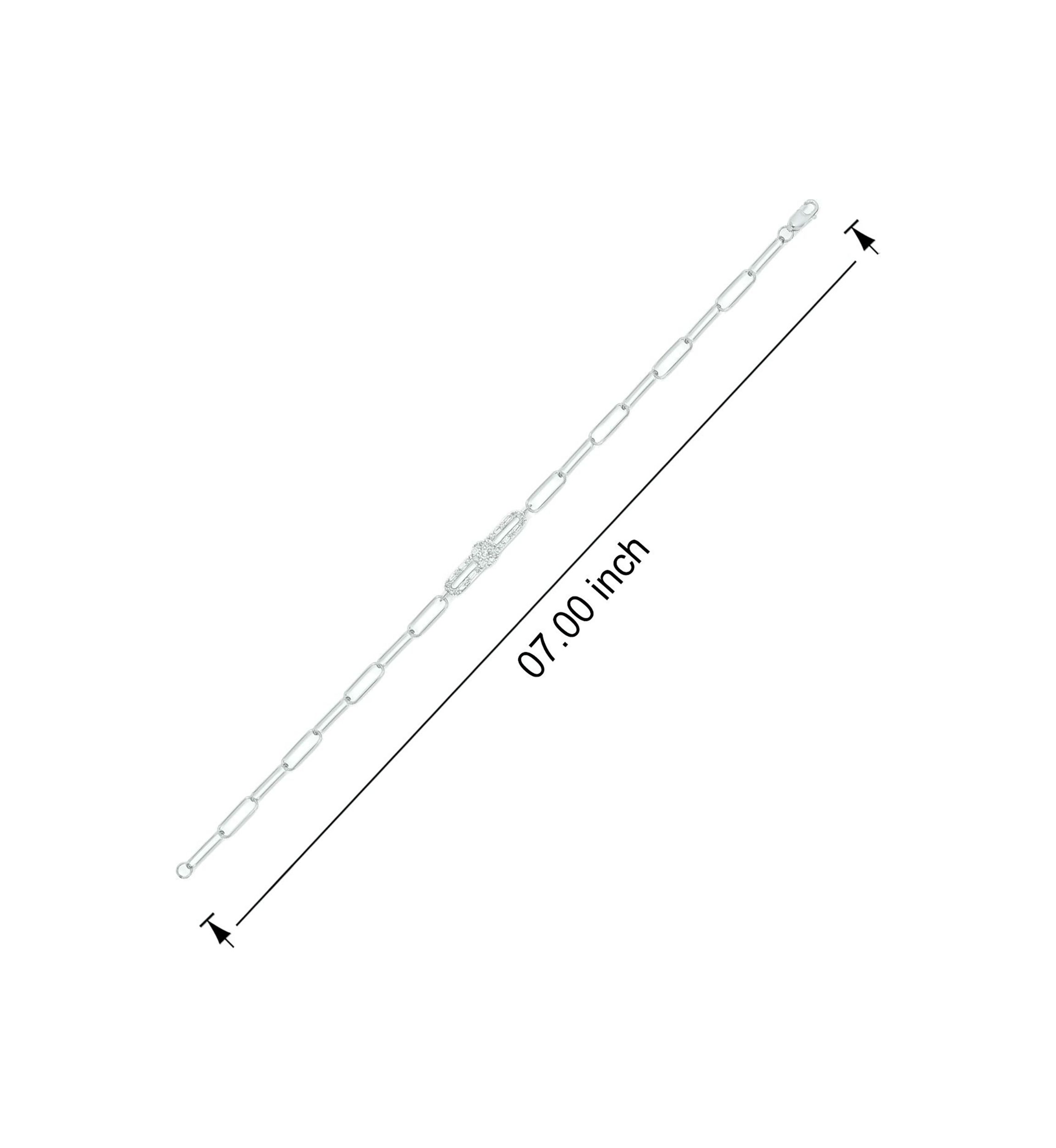 1/4 ct. t.w. Diamond Paperclip Bar Bracelet in Sterling Silver