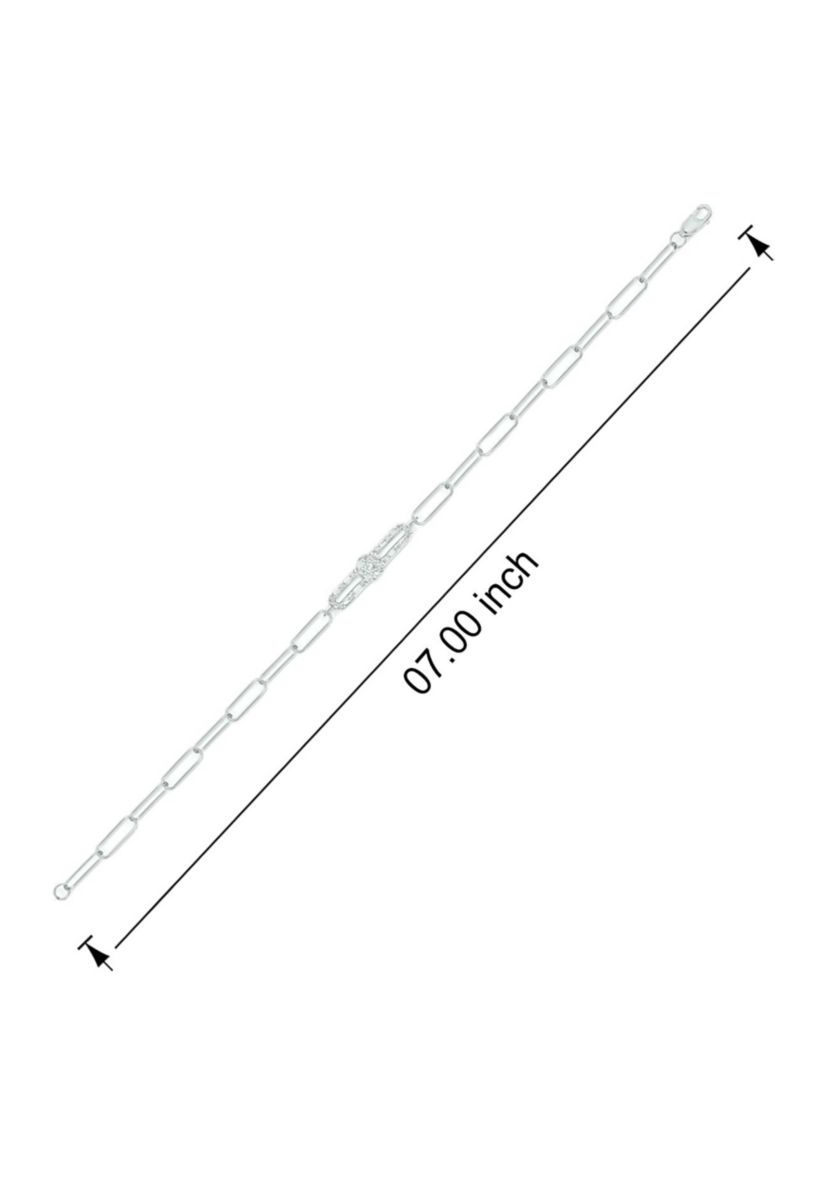1/4 ct. t.w. Diamond Paperclip Bar Bracelet in Sterling Silver