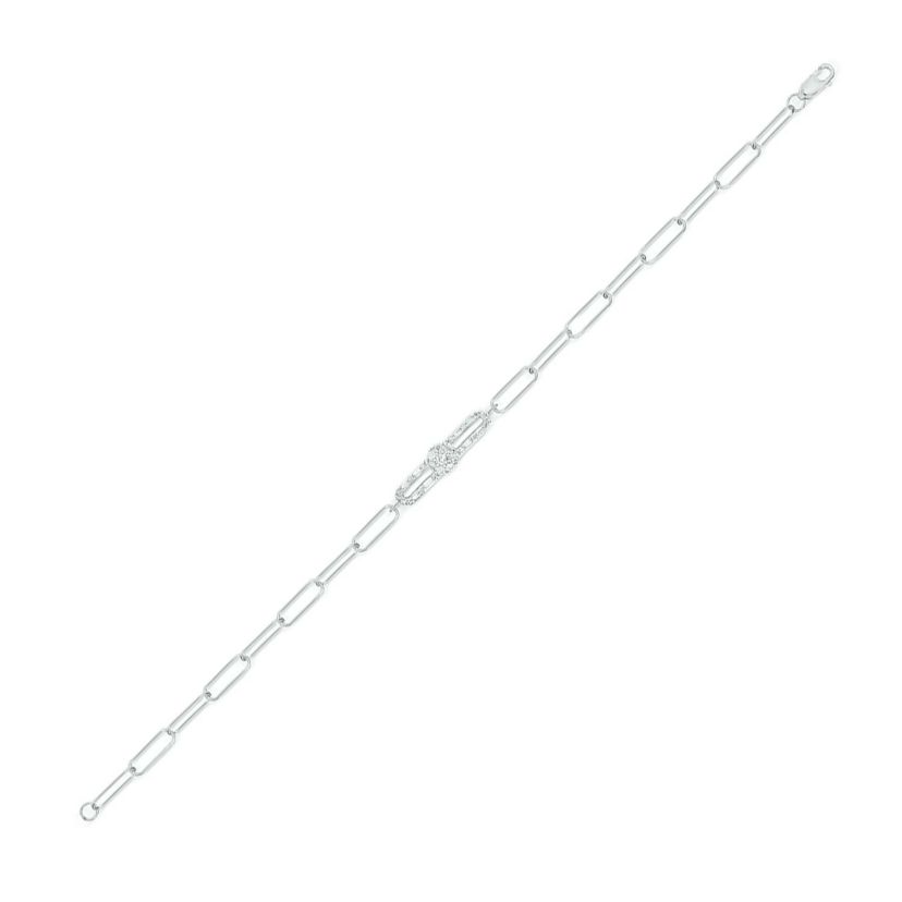 1/4 ct. t.w. Diamond Paperclip Bar Bracelet in Sterling Silver