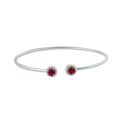 Belk & Co 1/10 ct. t.w. Diamond Round Shape Garnet Flex Bangle In Sterling Silver -  5400466BNB68068GASSW