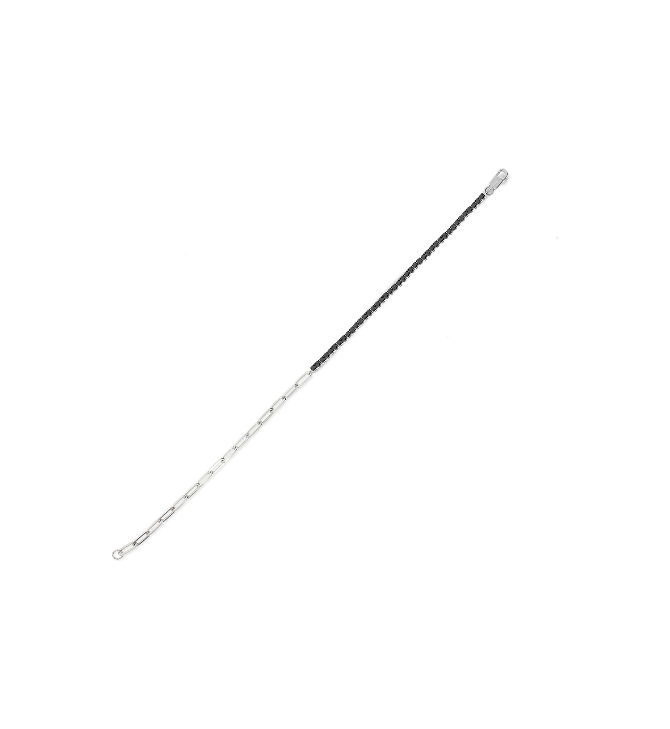 1.0 ct. t.w. Black Diamond Paperclip Tenis Bracelet in Sterling Silver