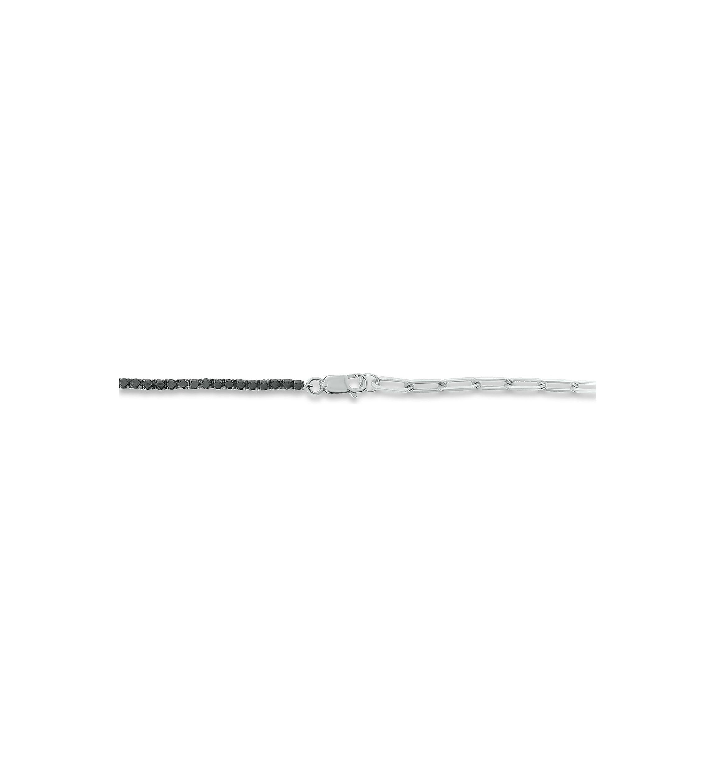 1.0 ct. t.w. Black Diamond Paperclip Tenis Bracelet in Sterling Silver
