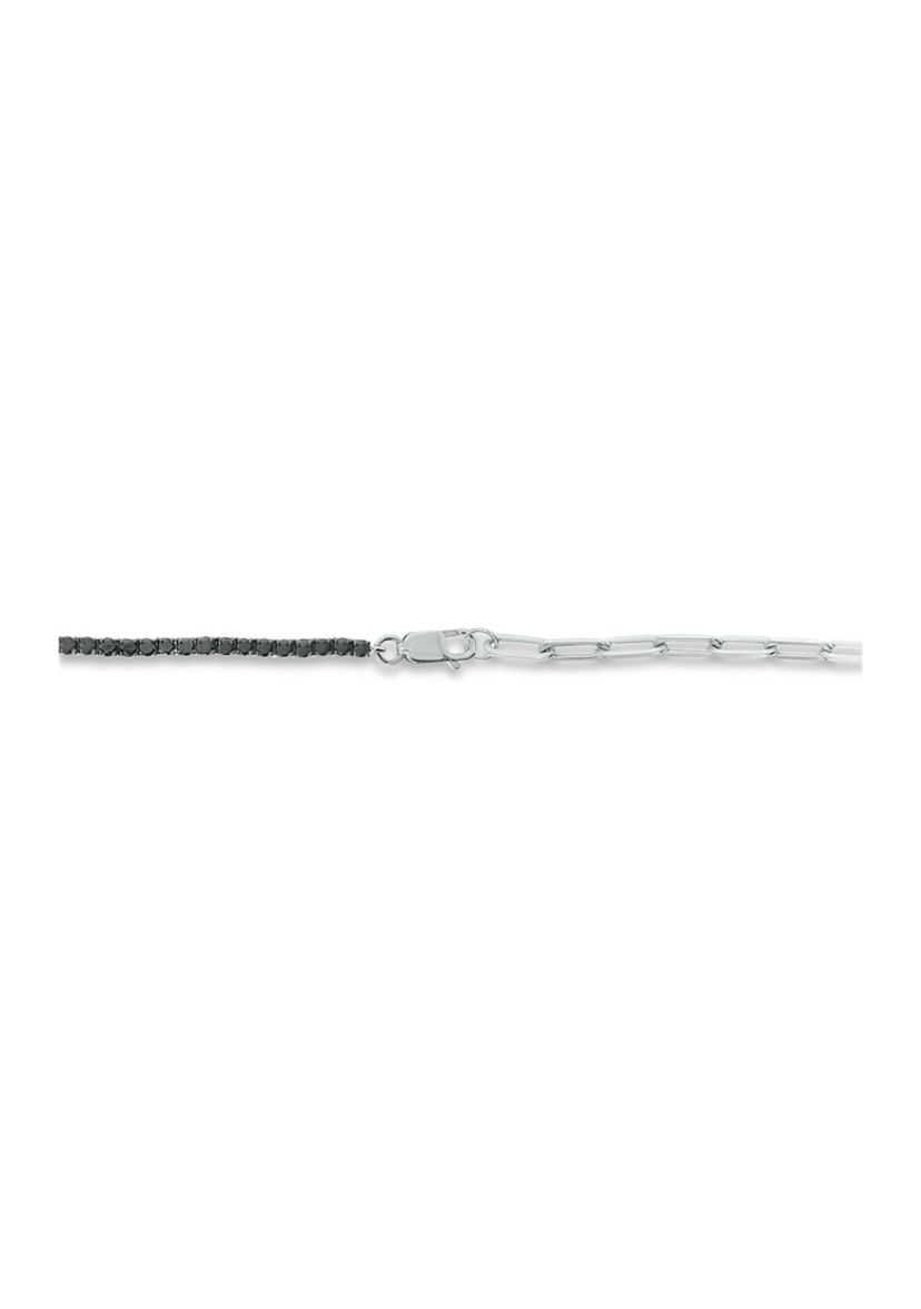 1.0 ct. t.w. Black Diamond Paperclip Tenis Bracelet in Sterling Silver