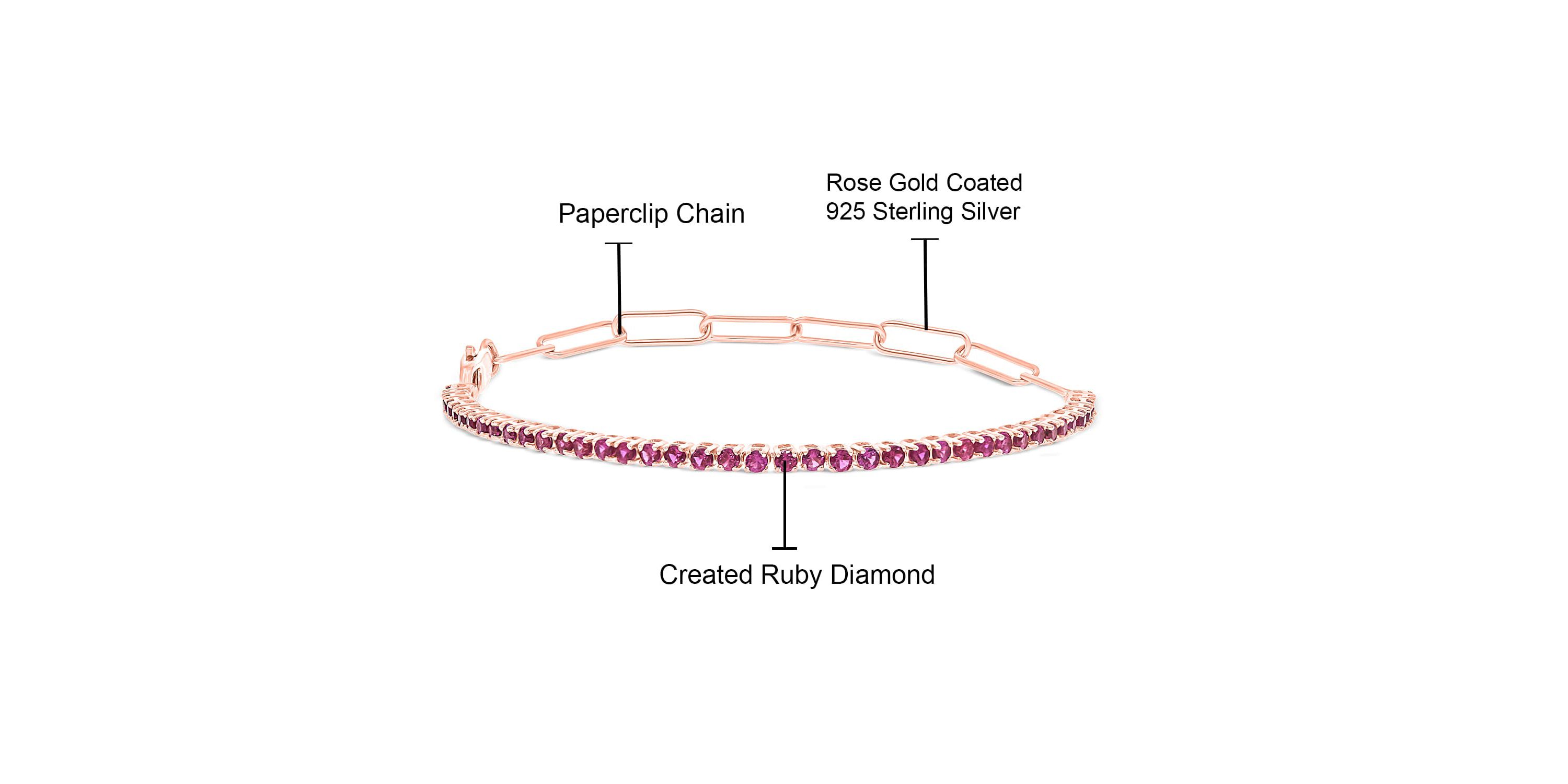 Lab Created 1.50 ct. t.w. Created Ruby Paperclip Tenis Bracelet in Sterling Silver