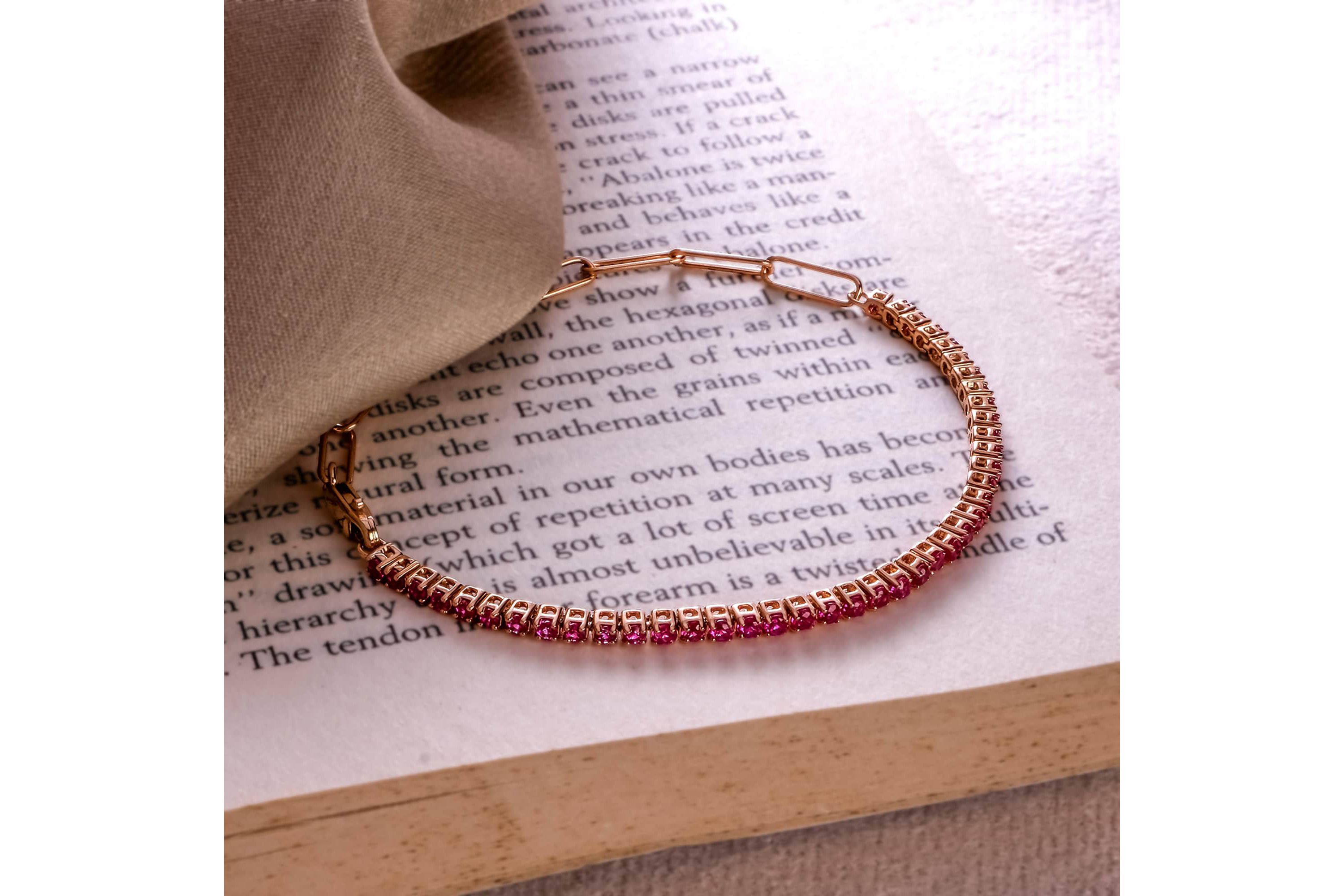 Lab Created 1.50 ct. t.w. Created Ruby Paperclip Tenis Bracelet in Sterling Silver