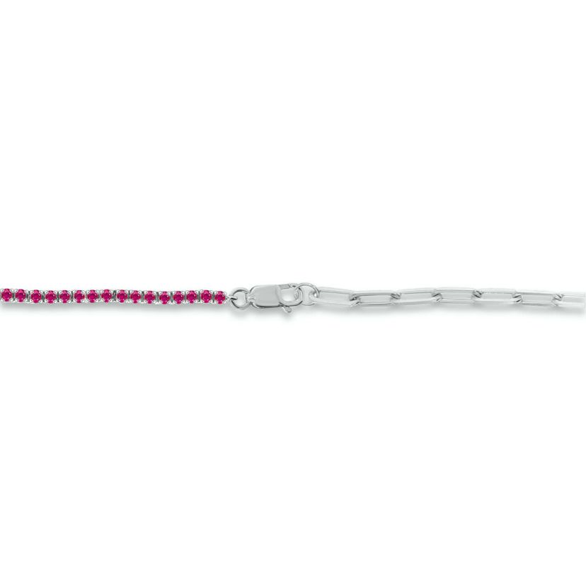 Lab Created 1.50 ct. t.w. Created Ruby Paperclip Tenis Bracelet in Sterling Silver