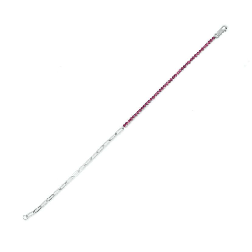 Lab Created 1.50 ct. t.w. Created Ruby Paperclip Tenis Bracelet in Sterling Silver