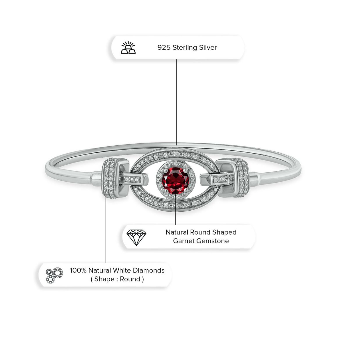 Belk & Co. 1/5 ct. t.w. Diamond & Round Shape Garnet Claddagh Bangle In ...