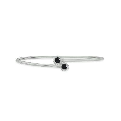 Belk & Co Lab Created 1/10 ct. t.w. Diamond & Blue Sapphire Flex Bangle In Sterling Silver