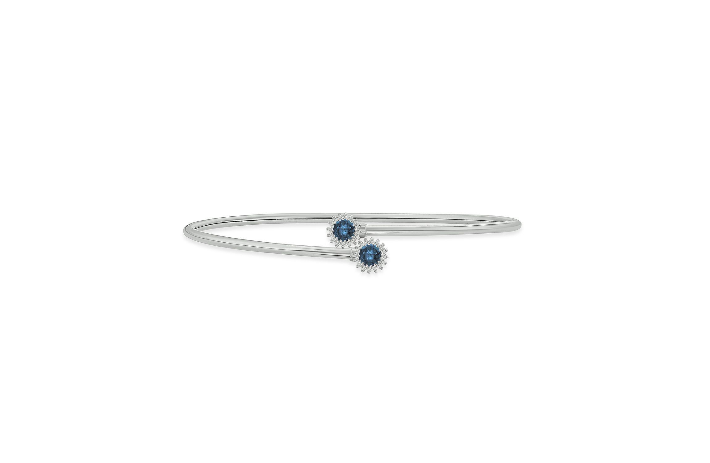 1/10 ct. t.w. Diamond & Blue Topaz Flex Bangle In Sterling Silver