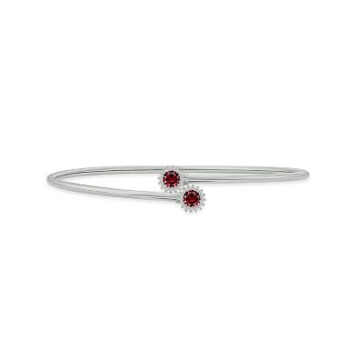 Belk & Co 1/10 ct. t.w. Diamond & Garnet Flex Bangle In Sterling Silver -  5400466CBN95061GA4SSW