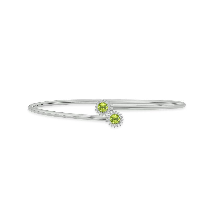 1/10 ct. t.w. Diamond & Peridot Flex Bangle In Sterling Silver