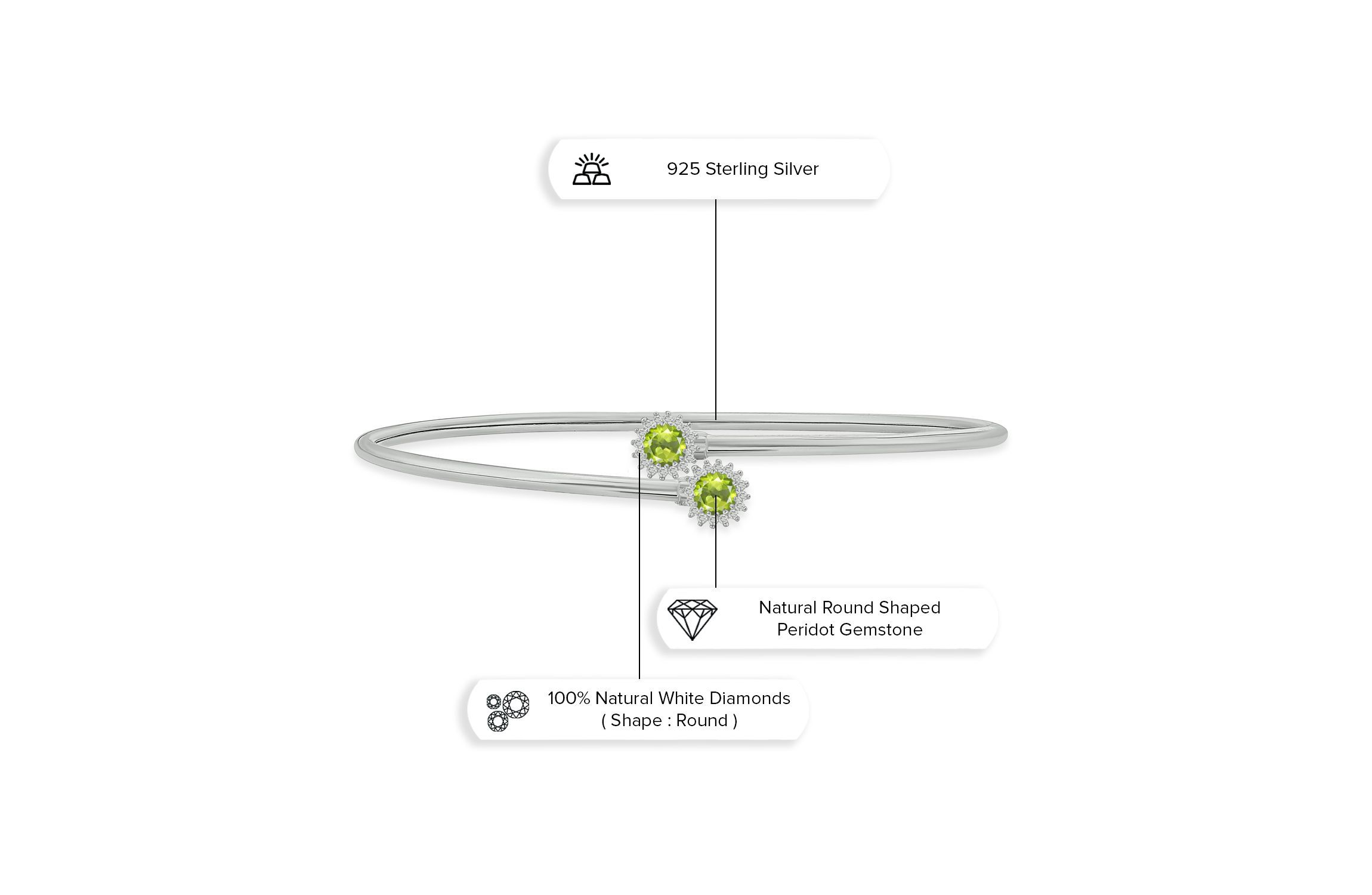 1/10 ct. t.w. Diamond & Peridot Flex Bangle In Sterling Silver
