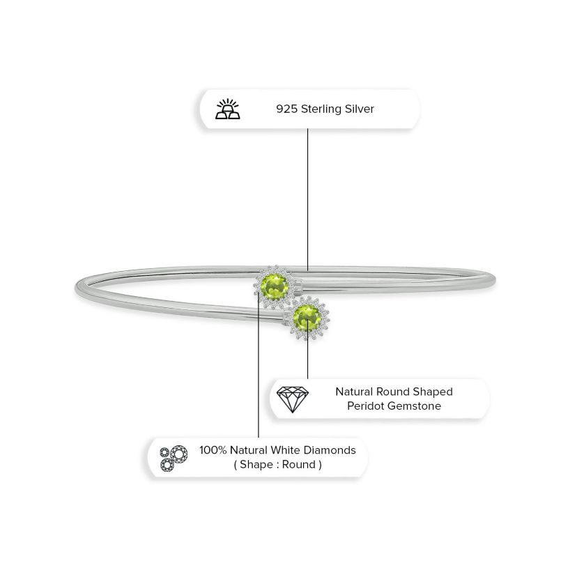 1/10 ct. t.w. Diamond & Peridot Flex Bangle In Sterling Silver