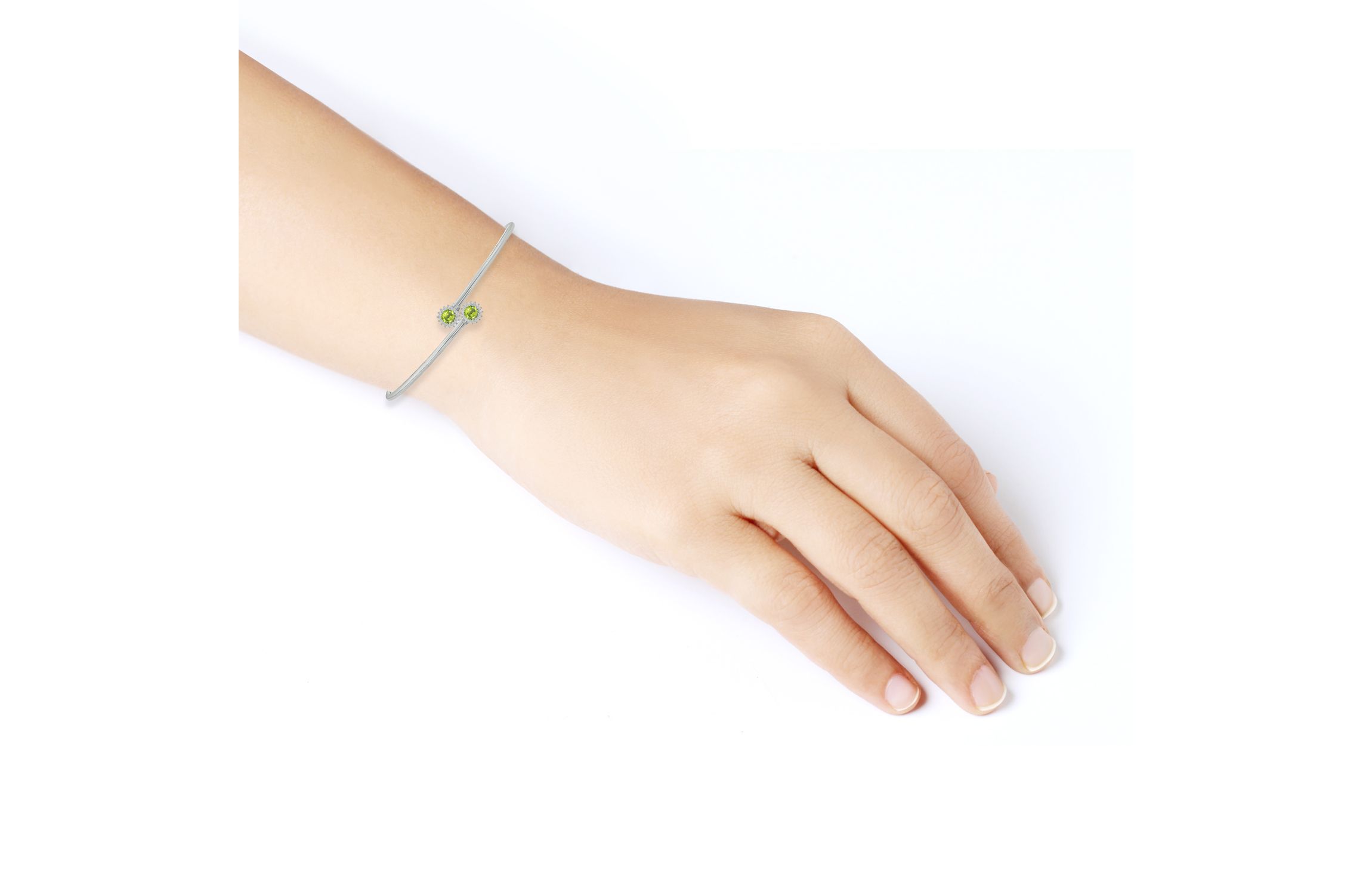 1/10 ct. t.w. Diamond & Peridot Flex Bangle In Sterling Silver