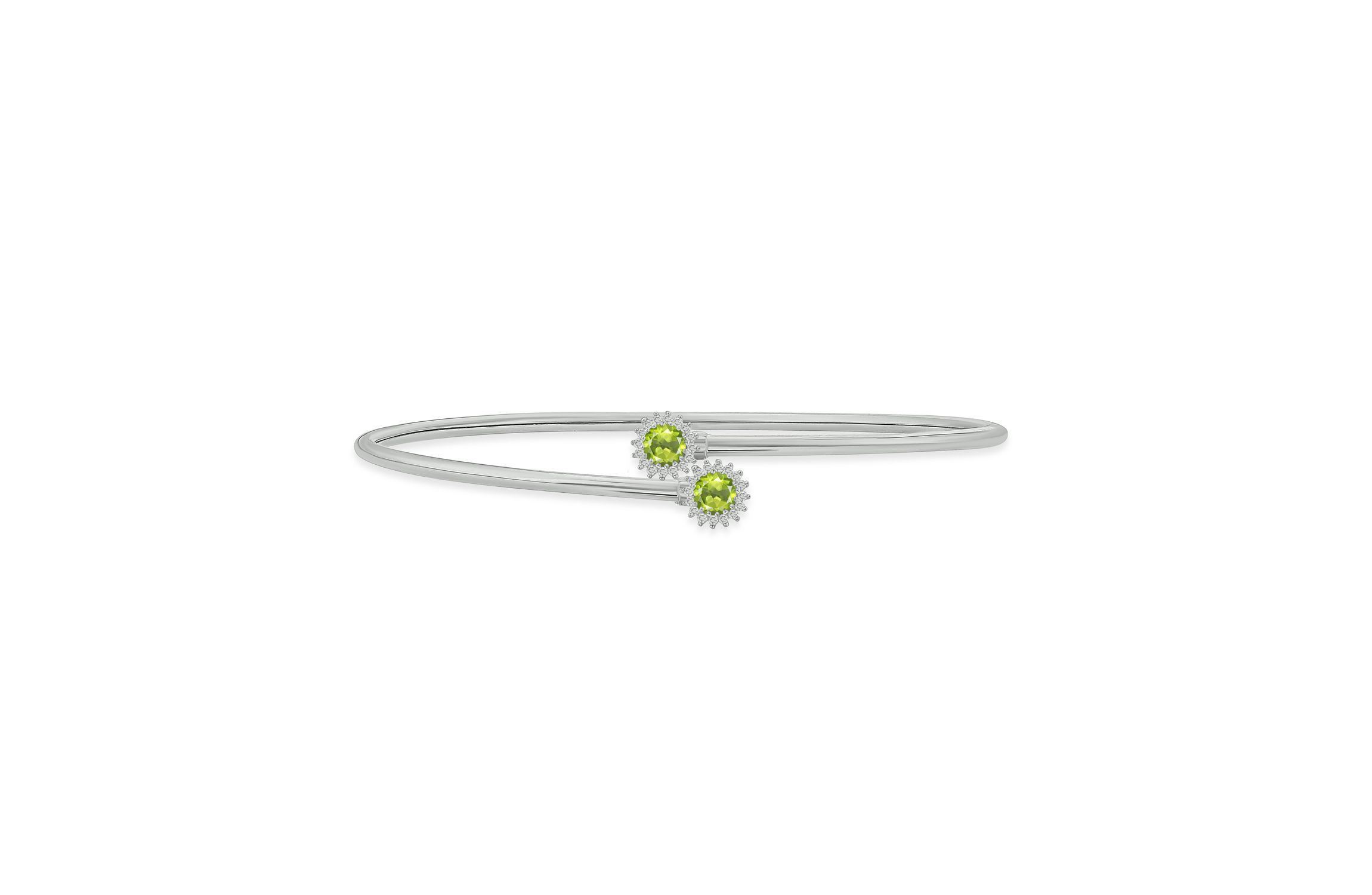 1/10 ct. t.w. Diamond & Peridot Flex Bangle In Sterling Silver