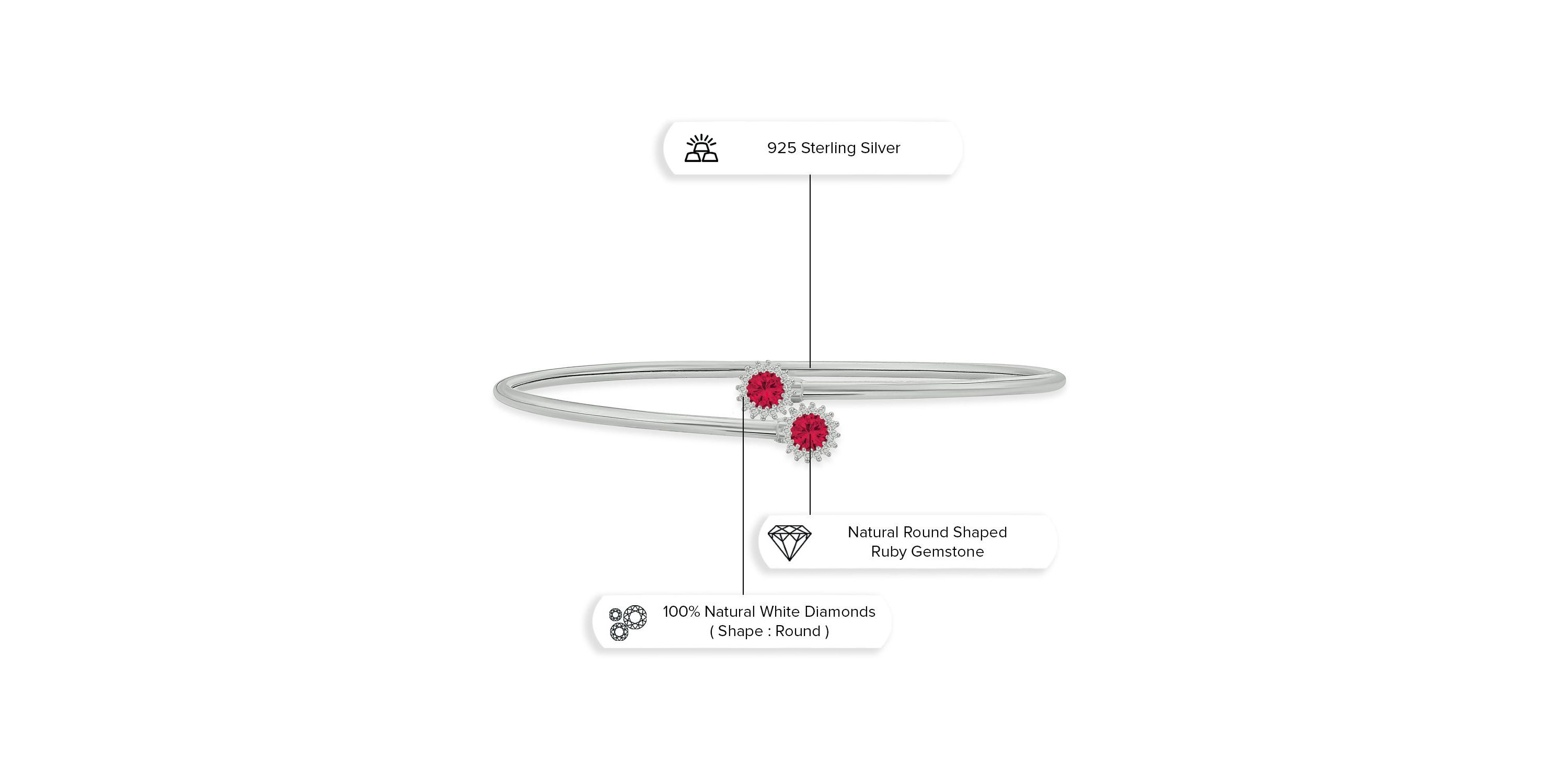 1/10 ct. t.w. Diamond & Ruby Flex Bangle In Sterling Silver
