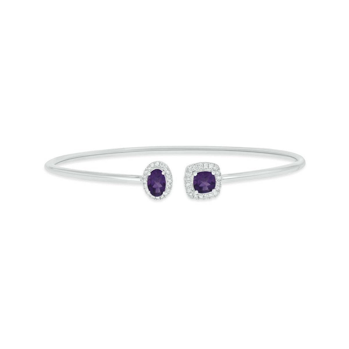1/5 ct. t.w. Diamond & Amethyst Gemstone Flex Bangle In Sterling Silver