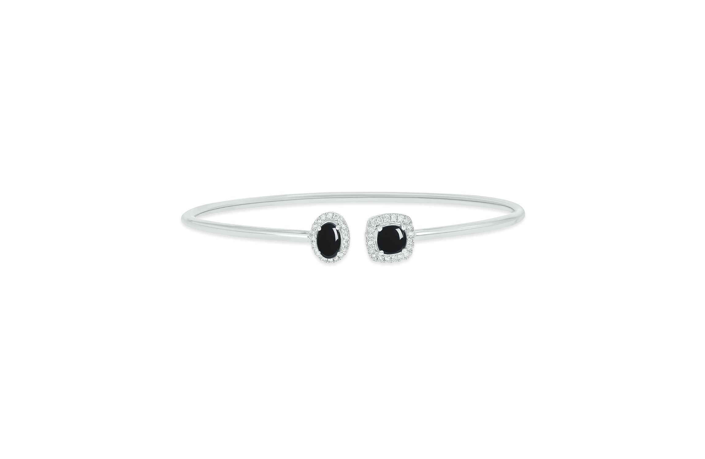 Lab Created 1/5 ct. t.w. Diamond & Blue Sapphire Gemstone Flex Bangle In Sterling Silver