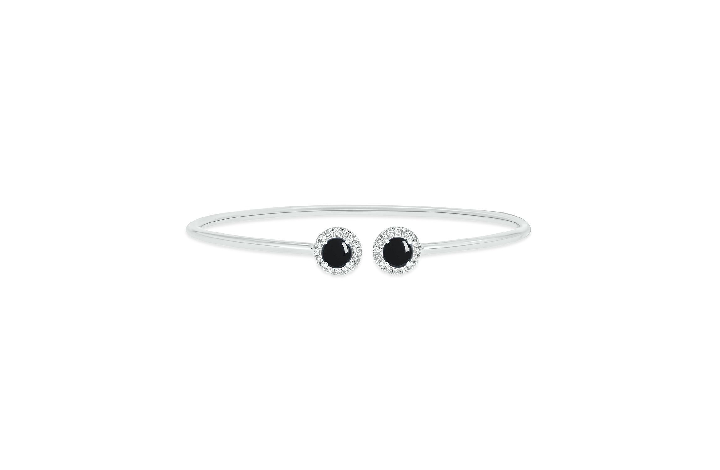 Lab Created 1/4 ct. t.w. Diamond & Blue Sapphire Gemstone Flex Bangle In Sterling Silver