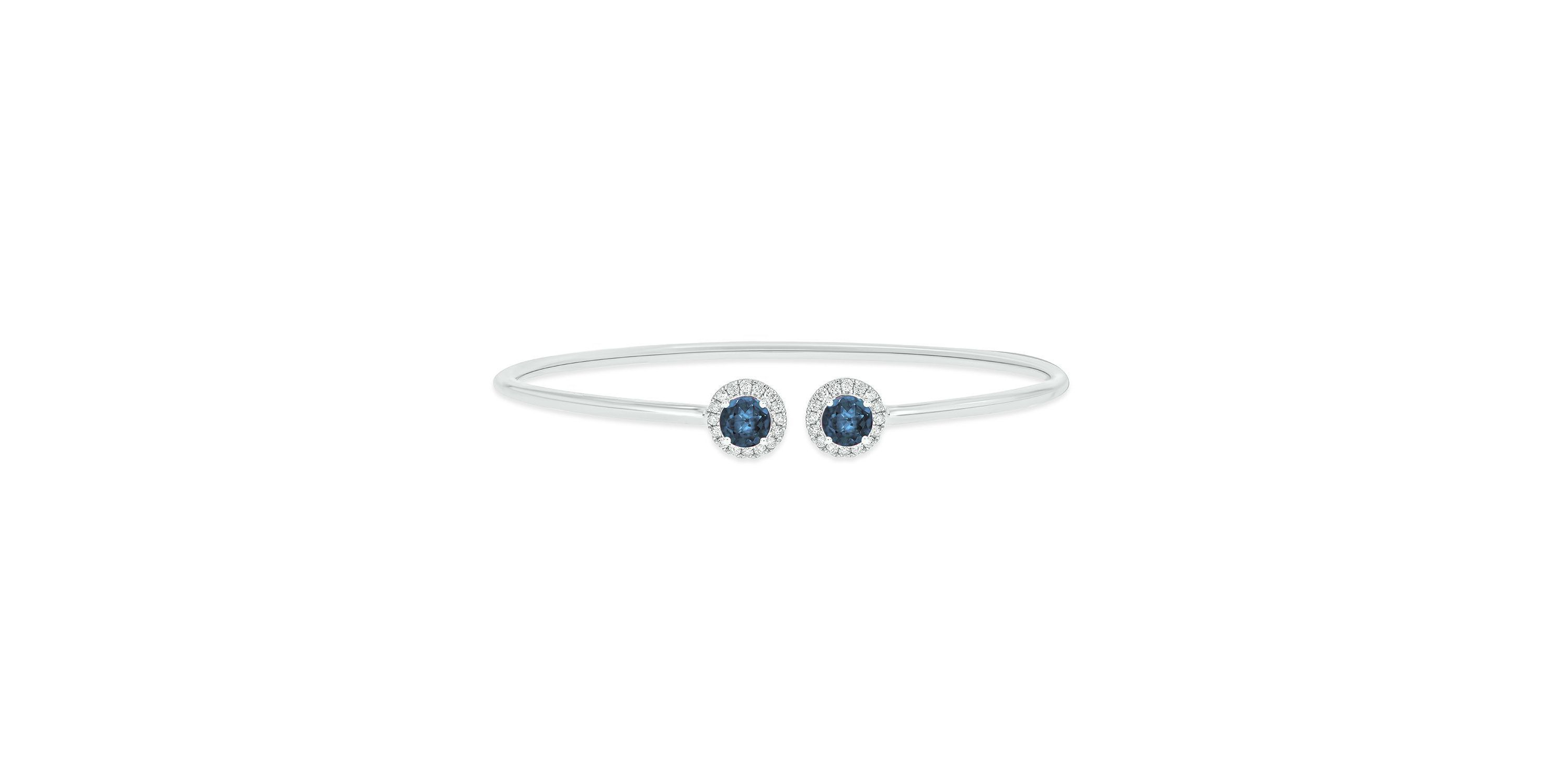 1/4 ct. t.w. Diamond & Blue Topaz Gemstone Flex Bangle In Sterling Silver