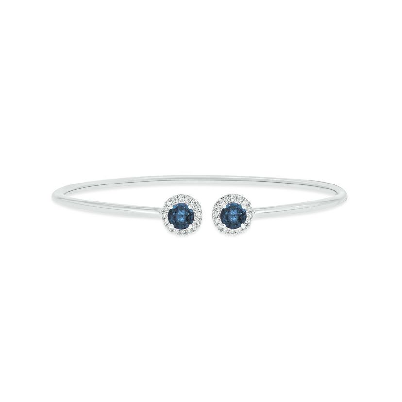 1/4 ct. t.w. Diamond & Blue Topaz Gemstone Flex Bangle In Sterling Silver