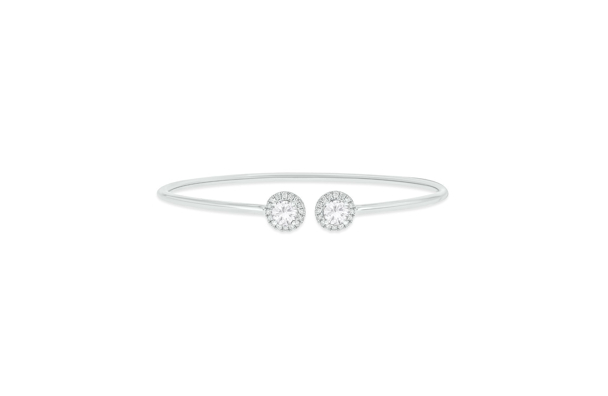 Lab Created 1/4 ct. t.w. Diamond & White Sapphire Gemstone Flex Bangle In Sterling Silver