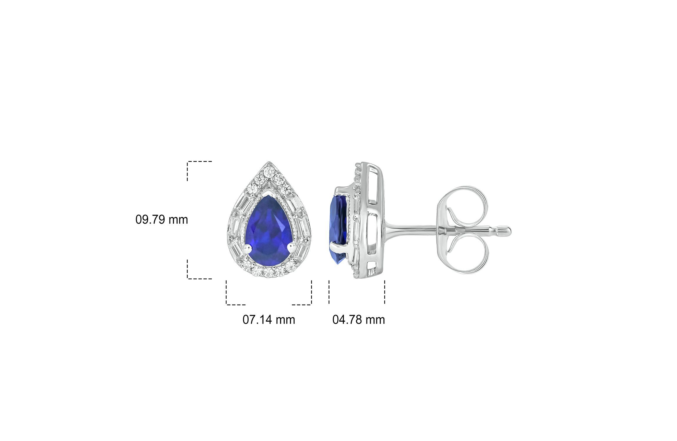 1/6 ct. t.w. Diamond and 1.15 ct. t.w. Created Blue Sapphire Pear Earring in Sterling Silver