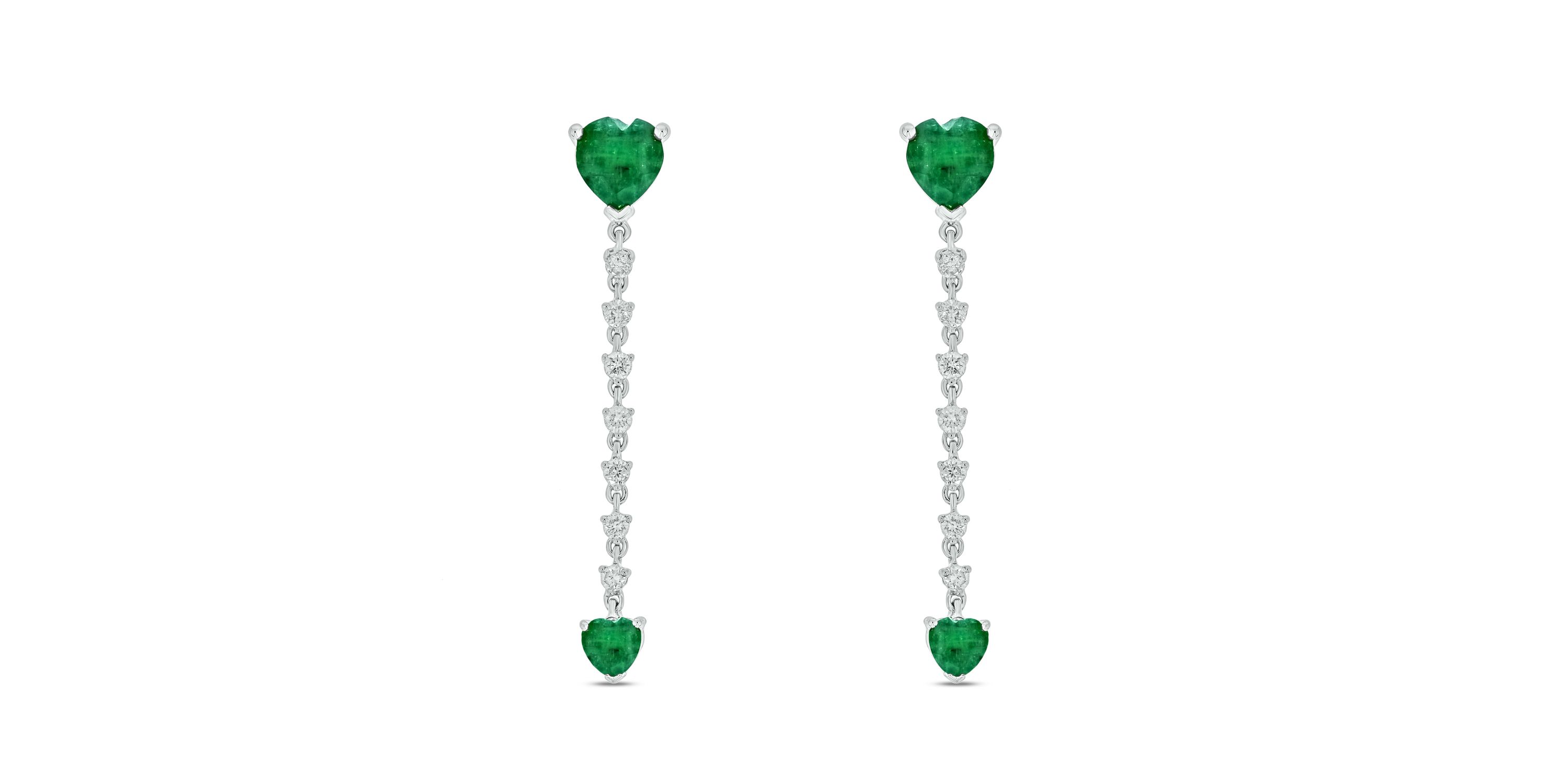 1/3 ct.t.w  Diamond Linear Heart Shape Colorstone Earring in 14K White Gold