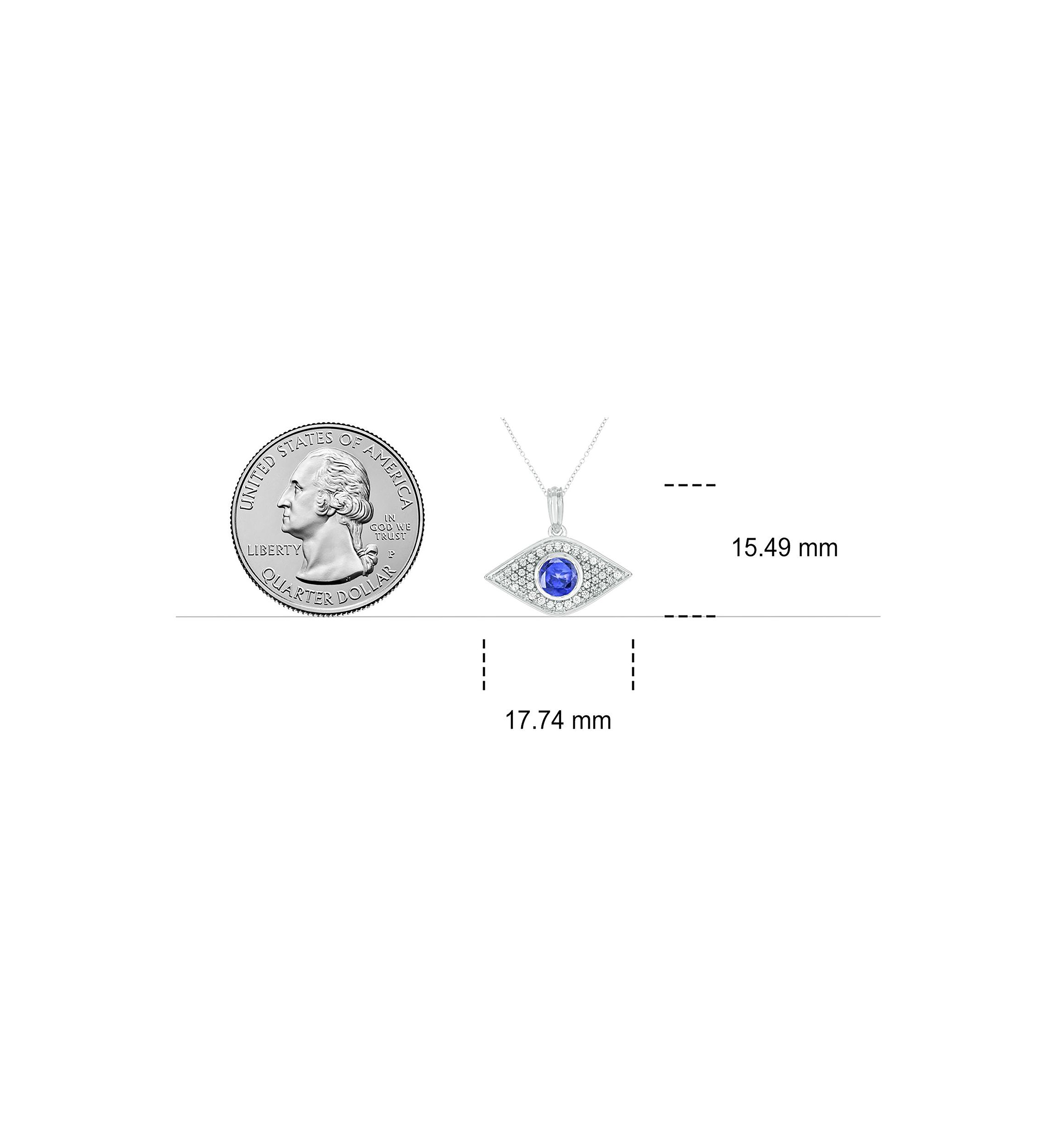 1/6 ct. t.w. Diamond and 5/8 ct. t.w. Created Blue Sapphire Evil Eye Pendant in Sterling Silver