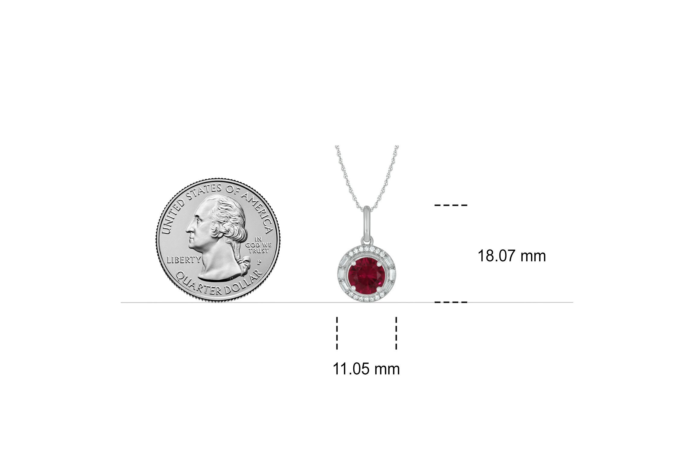 1/10 ct. t.w. Diamond and 7/8 ct. t.w. Created Ruby Pendant in Sterling Silver