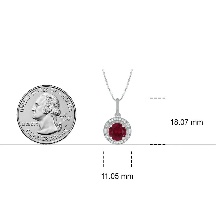 1/10 ct. t.w. Diamond and 7/8 ct. t.w. Created Ruby Pendant in Sterling Silver
