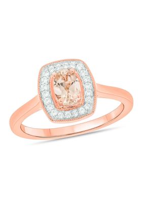 Belk & Co 1/10 Ct. T.w. Diamond And 1/3 Ct. T.w. Oval Morganite Ring In 10K Rose Gold