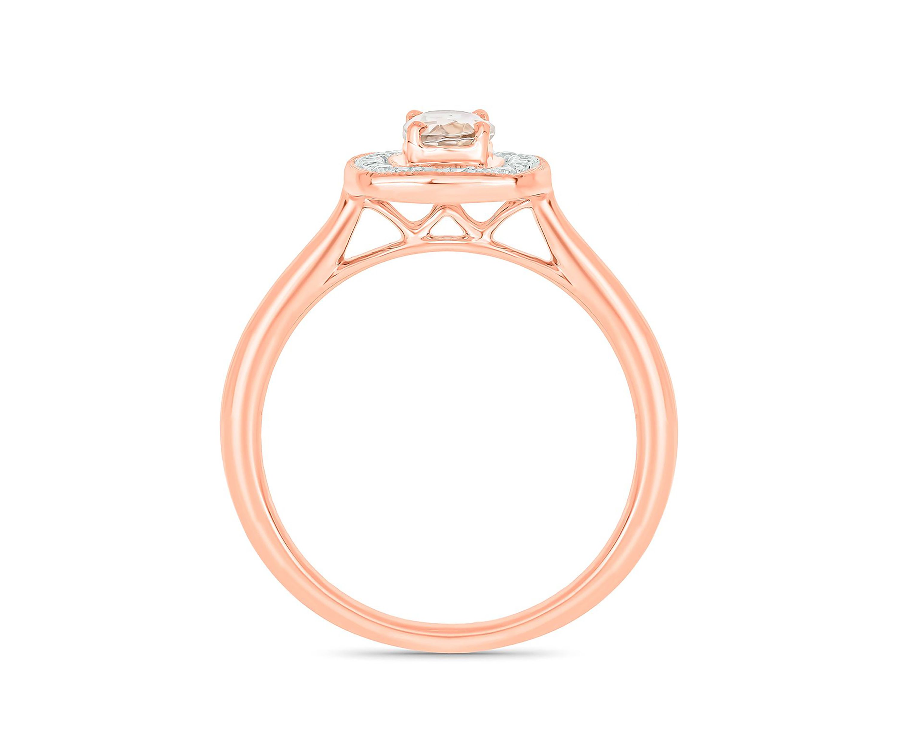 1/10 ct. t.w. Diamond and 1/3 ct. t.w. Oval Morganite Ring in 10K Rose Gold
