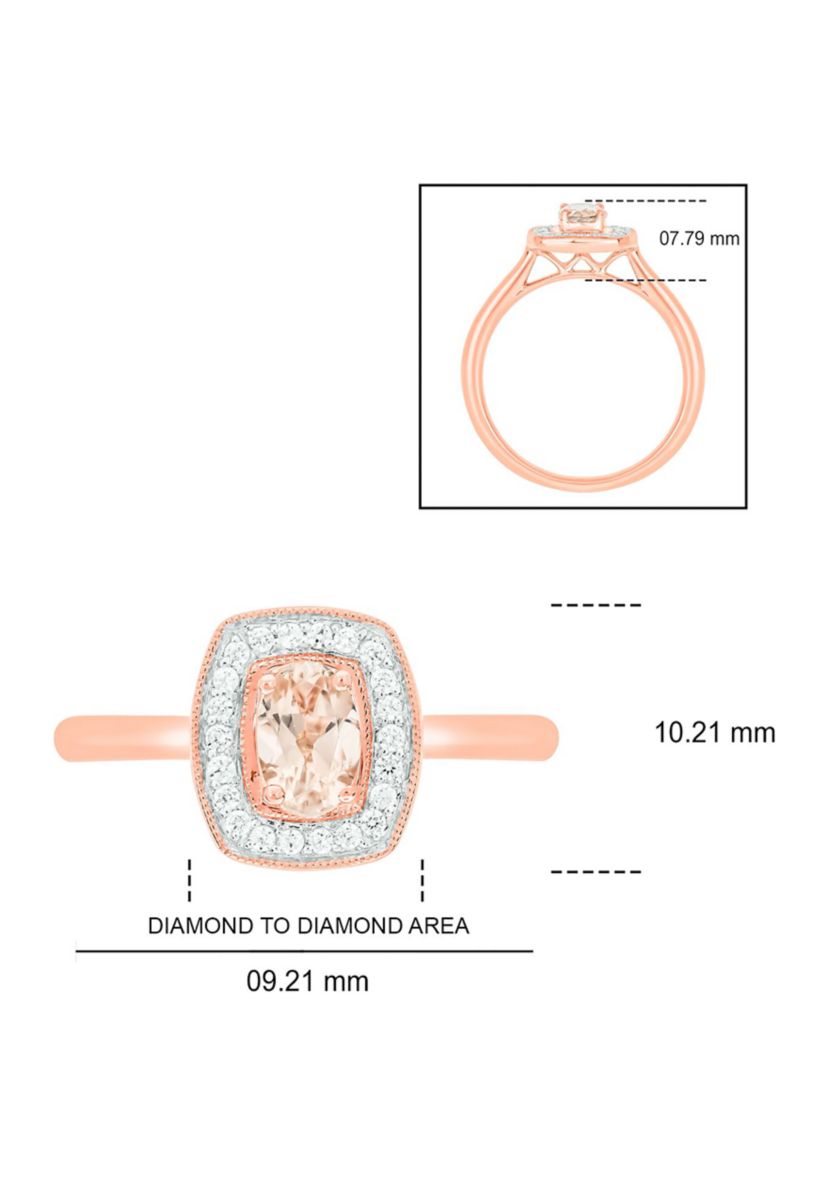 1/10 ct. t.w. Diamond and 1/3 ct. t.w. Oval Morganite Ring in 10K Rose Gold
