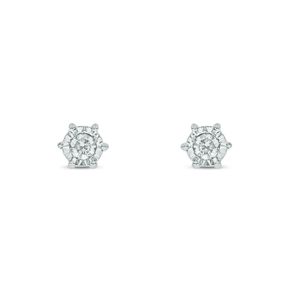 Diamond Accent White Diamond Miracle Plate Stud Earring in Sterling Silver