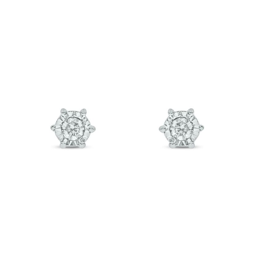 Diamond Accent White Diamond Miracle Plate Stud Earring in Sterling Silver
