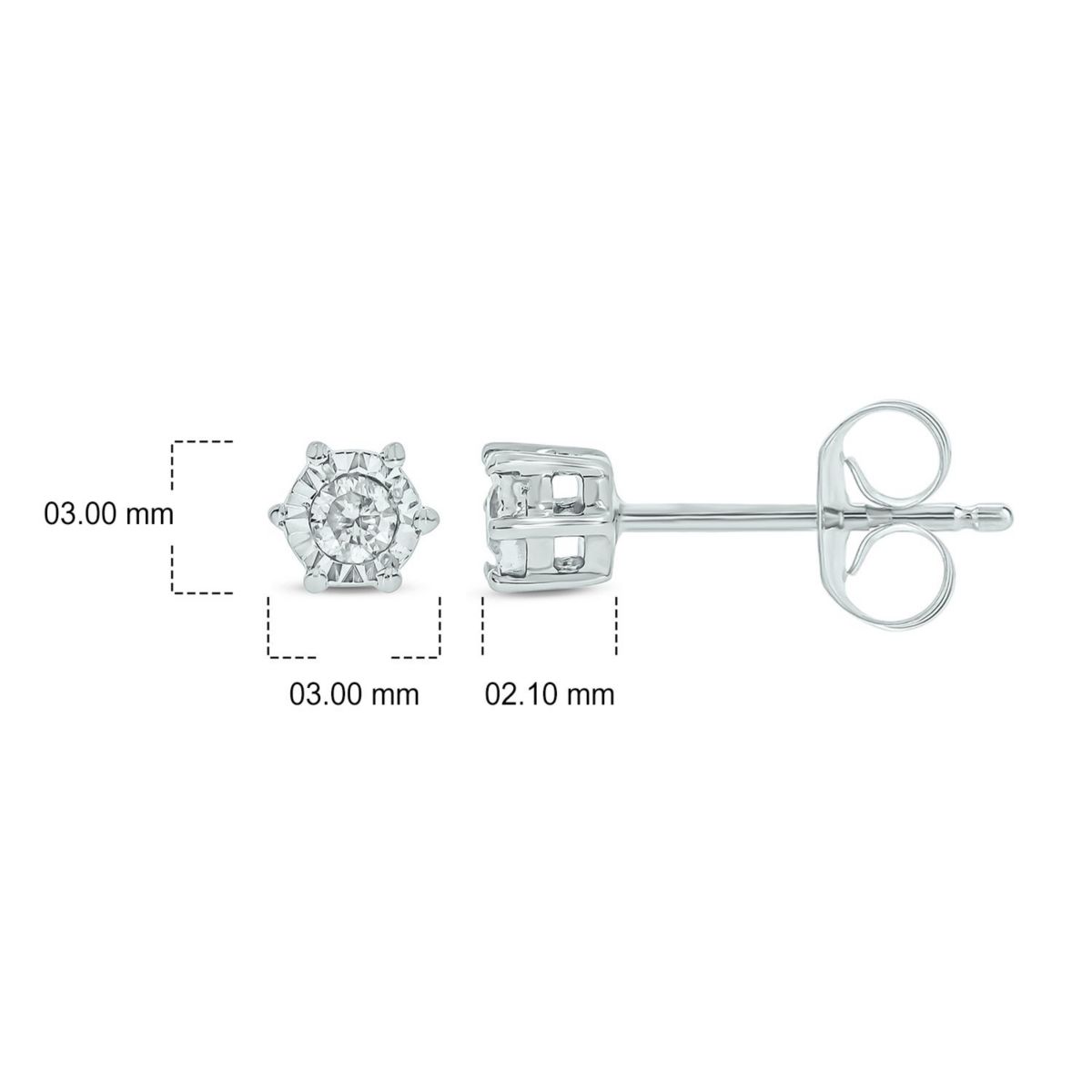 Diamond Accent White Diamond Miracle Plate Stud Earring in Sterling Silver