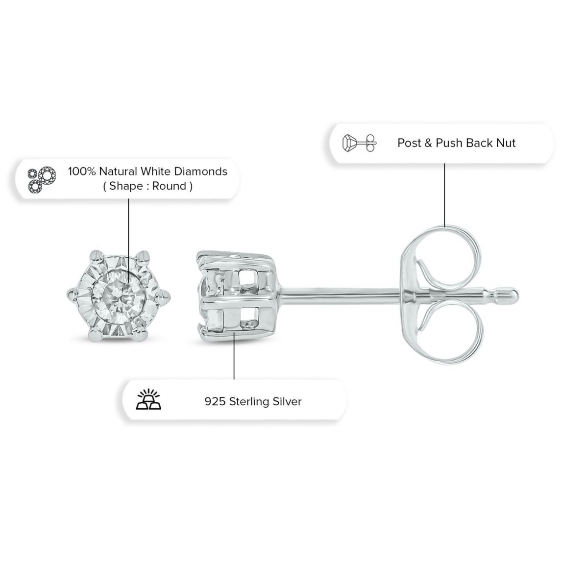 Diamond Accent White Diamond Miracle Plate Stud Earring in Sterling Silver