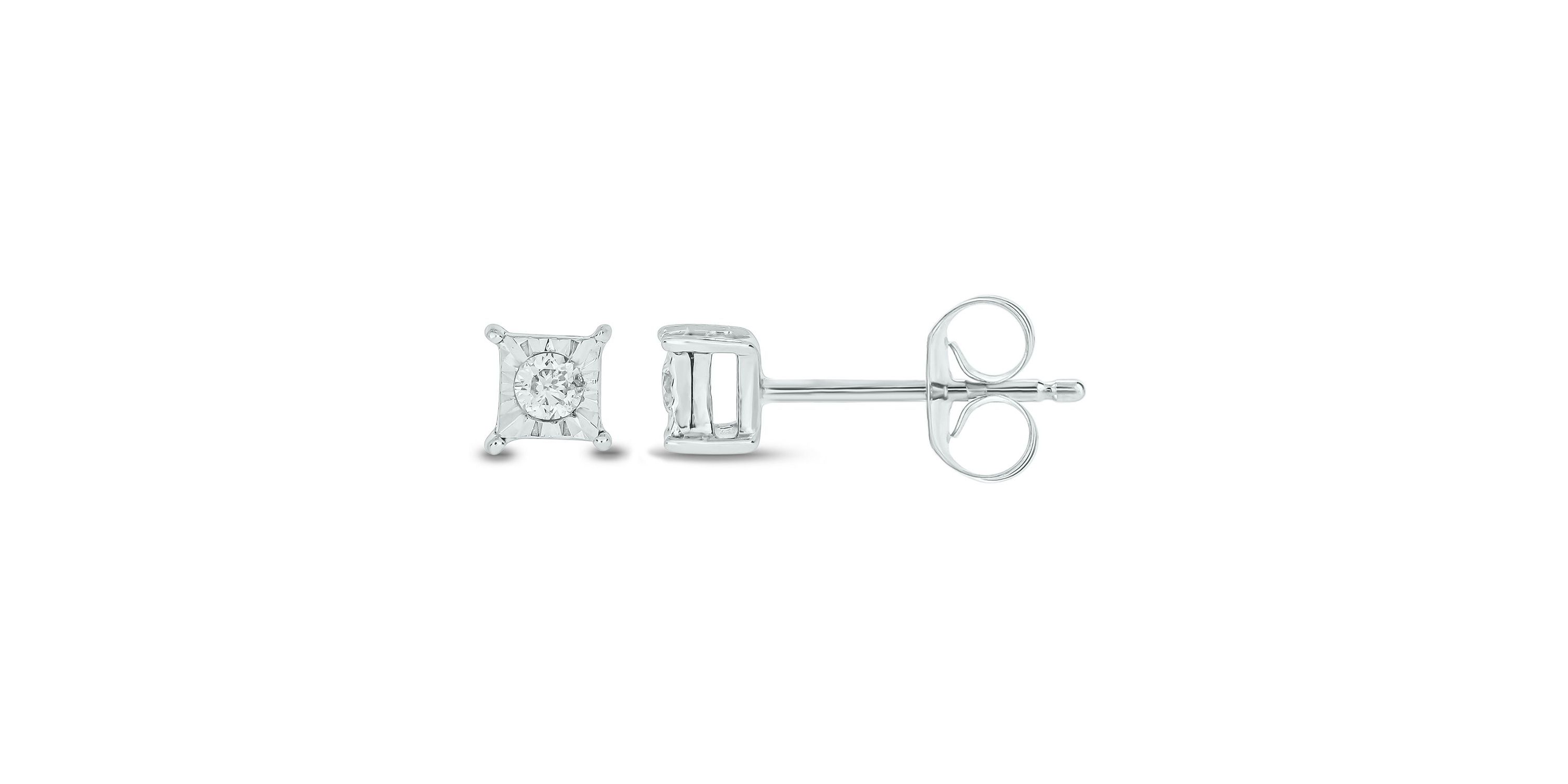 Diamond Accent White Diamond Miracle Plate Stud Earring in Sterling Silver