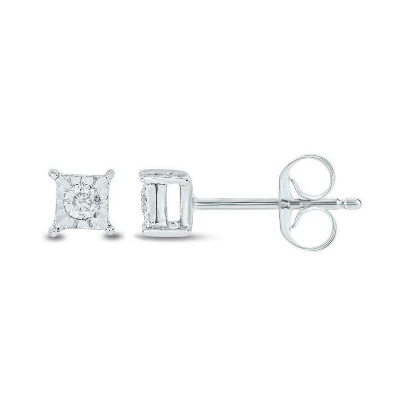 Diamond Accent White Diamond Miracle Plate Stud Earring in Sterling Silver