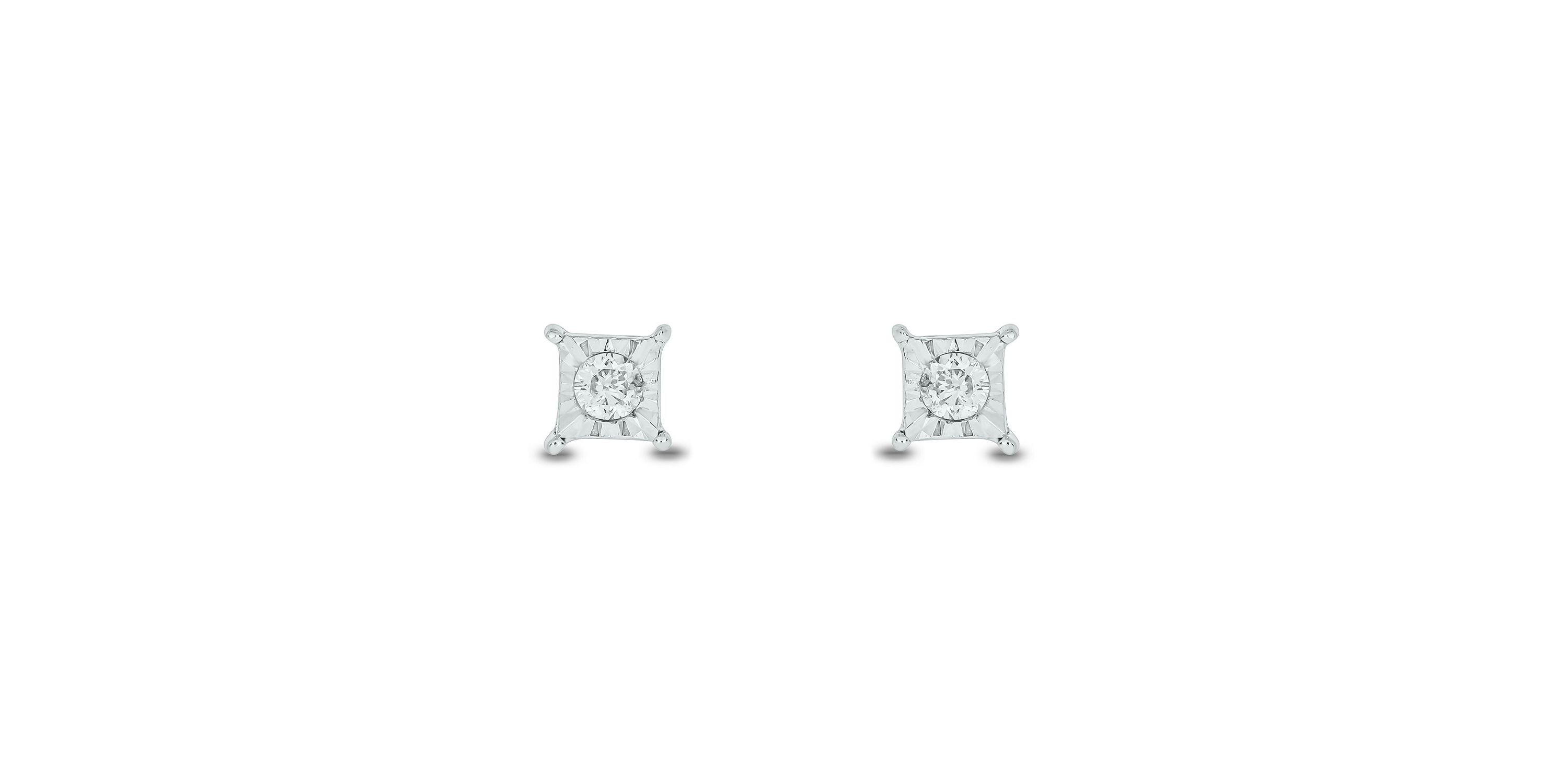 Diamond Accent White Diamond Miracle Plate Stud Earring in Sterling Silver