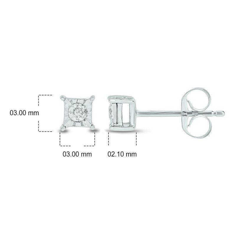 Diamond Accent White Diamond Miracle Plate Stud Earring in Sterling Silver