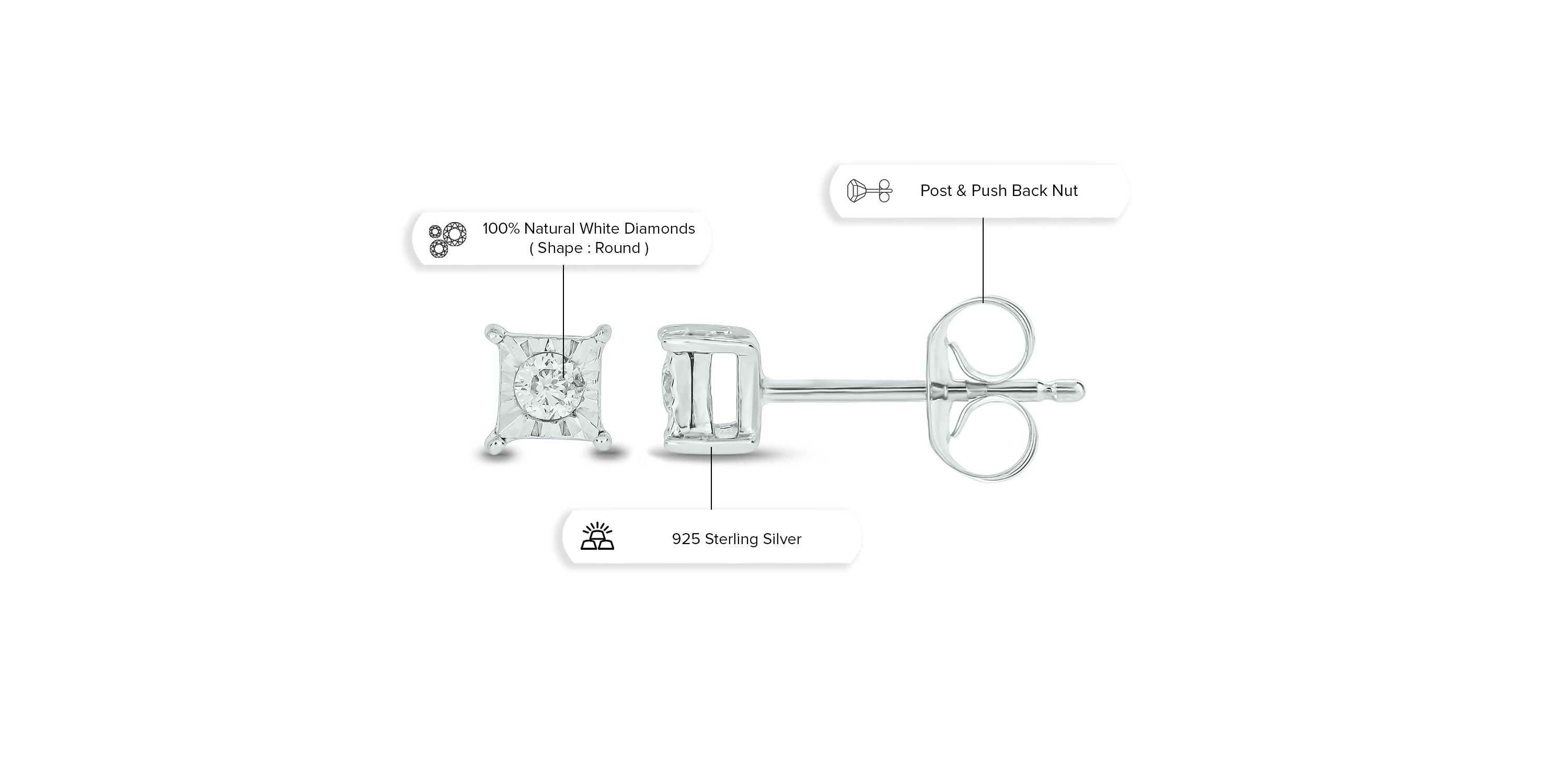 Diamond Accent White Diamond Miracle Plate Stud Earring in Sterling Silver